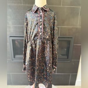 Wrangler Black Multicolor Patterned Long Sleeve Dress